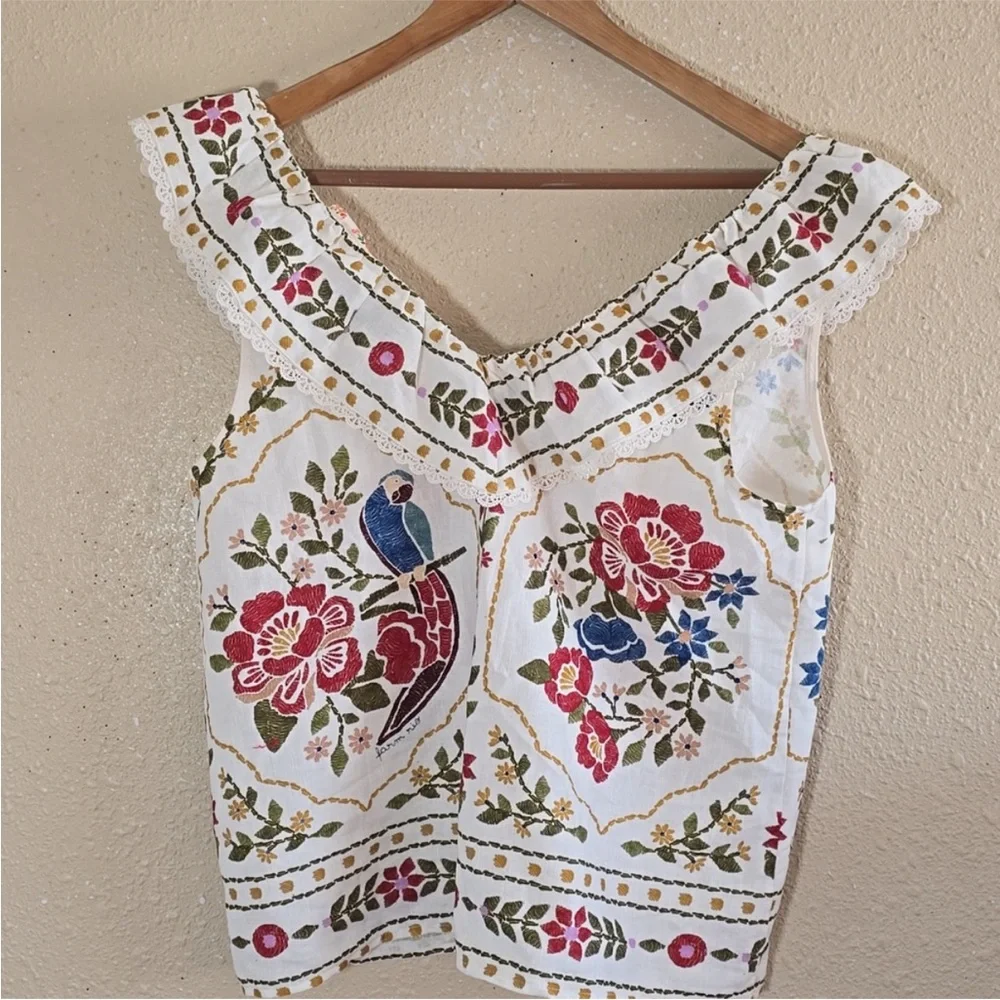 SÉZANE x FARM RIO Floral Ruffle Top sz US 8 / FR 40 NWOT - Picture 10 of 12